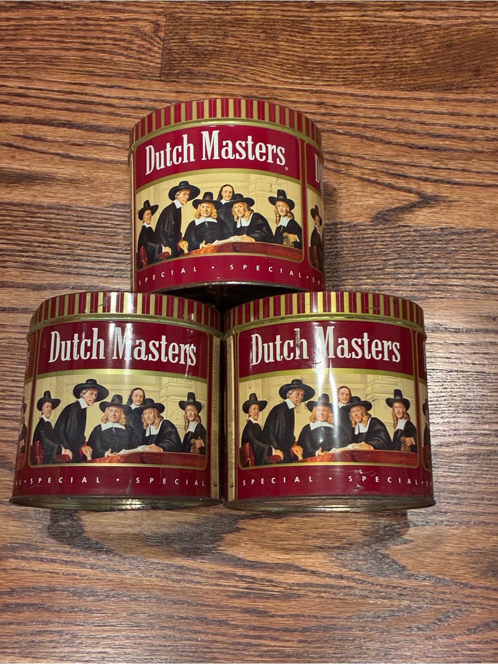 OLD VINTAGE Dutch Masters Red Decorative Tin Canister